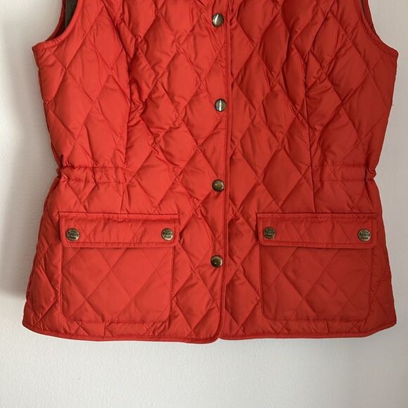 Eddie Bauer Button Down Goose Down Quilted Vest Womens Small Orange preppy EUC! - Picture 3 of 12